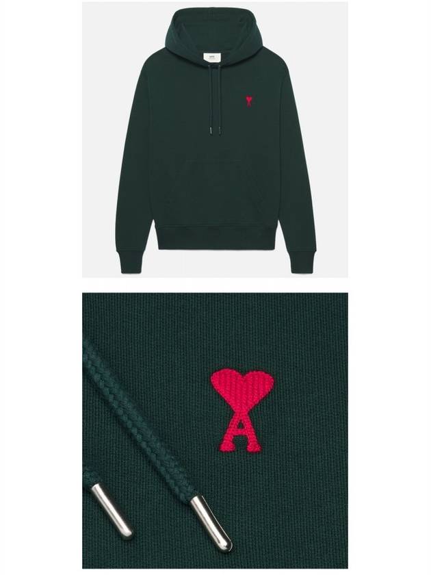 Mini Heart Logo Patch Embroidered Hoodie Green - AMI - BALAAN 5