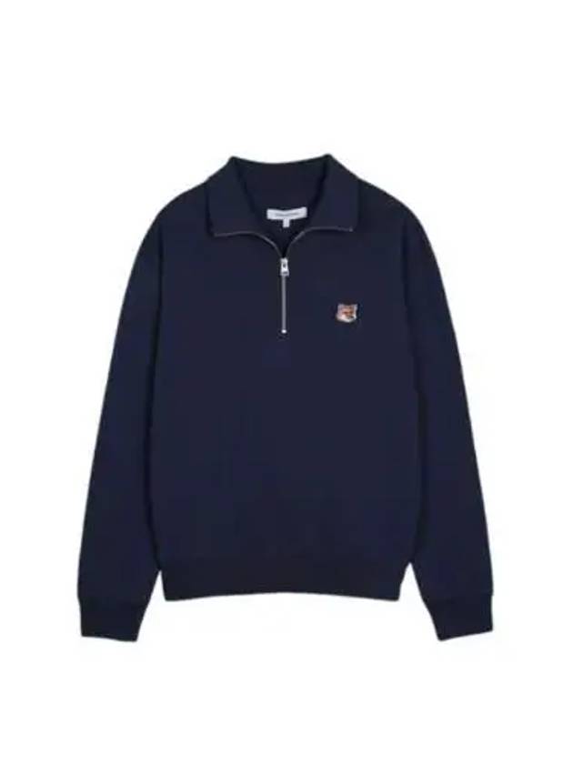 Fox Head Patch Half Zipper Sweatshirt Ink Blue - MAISON KITSUNE - BALAAN 2