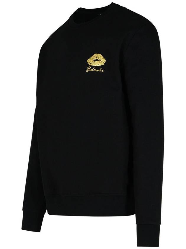 Balmain 'Kiss' Black Cotton Sweatshirt - BALMAIN - BALAAN 2