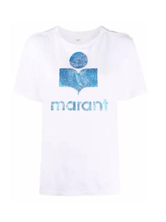 Zewel Short Sleeve T-Shirt White Blue - ISABEL MARANT - BALAAN 2