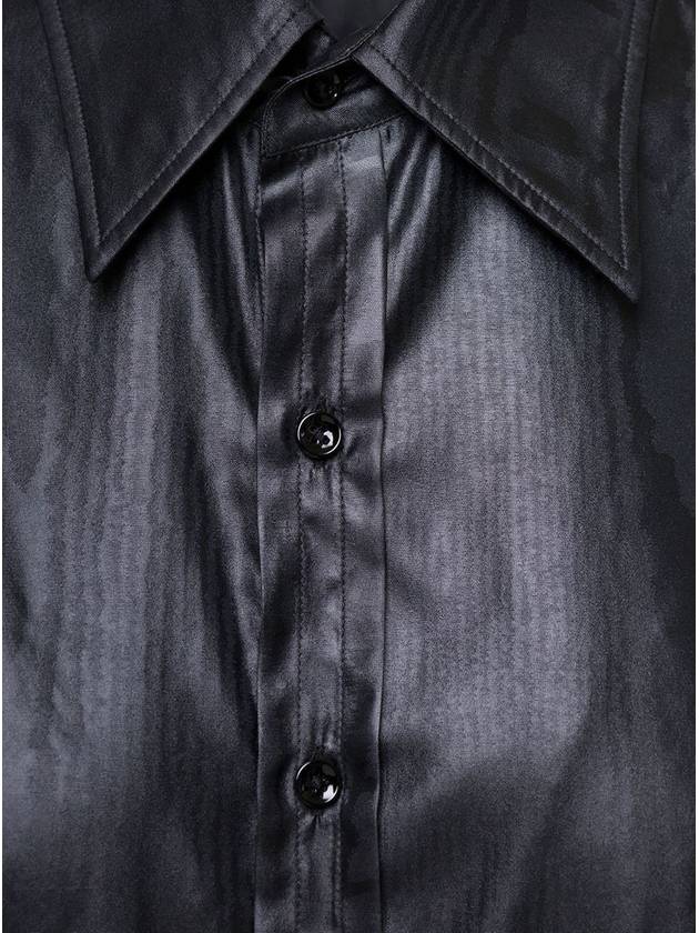 Shiny Coated Textured Long Shirt Black - MAISON MARGIELA - BALAAN 4