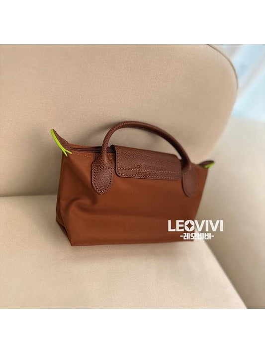 Le Pliage Original Handle Cosmetic Mini Pouch Bag Handbag Mini Bag Tote Bag Brown Green - LONGCHAMP - BALAAN 2