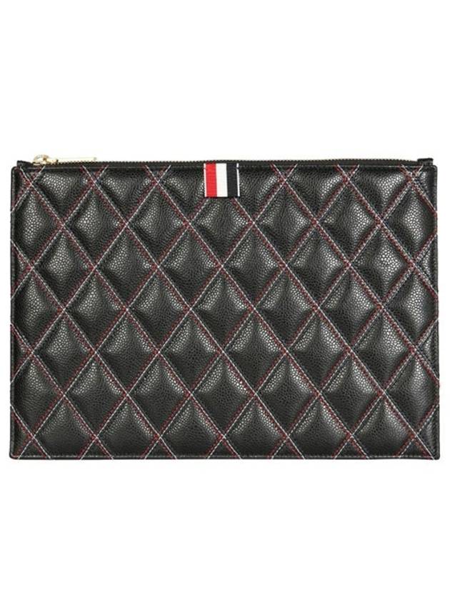 Caviar Quilted Document Small Clutch Bag Black - THOM BROWNE - BALAAN 2