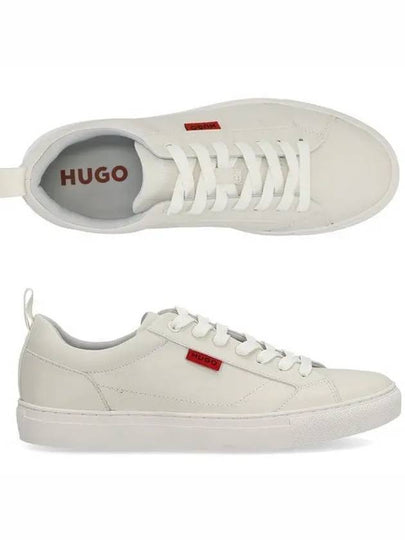 Red Logo Patch Faux Leather Low Top Sneakers White - HUGO BOSS - BALAAN 2