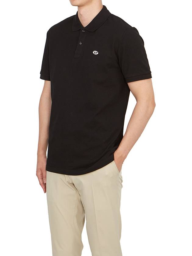 Slim Fit Organic Cotton Polo Shirt Black - DIESEL - BALAAN 7