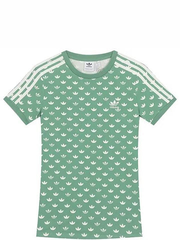 Monogram 3 Stripes Short Slevee T Shirt Green - ADIDAS - BALAAN 1