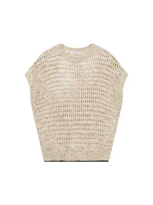 Women s Sequin Mesh Knit Vest Beige 270443 - BRUNELLO CUCINELLI - BALAAN 1