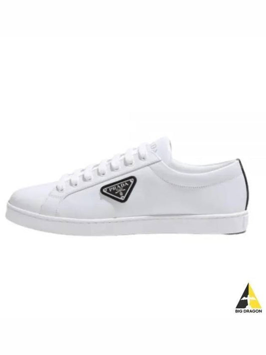 Brushed Leather Sneakers White Black - PRADA - BALAAN 2