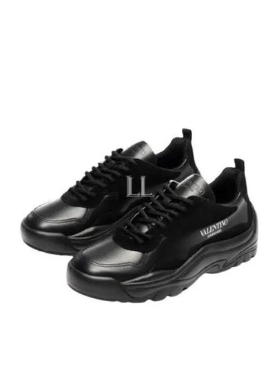 Gumboy Calfskin Low Top Sneakers Black - VALENTINO - BALAAN 2