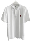 Small Heart Logo Polo Shirt White - AMI - BALAAN 2