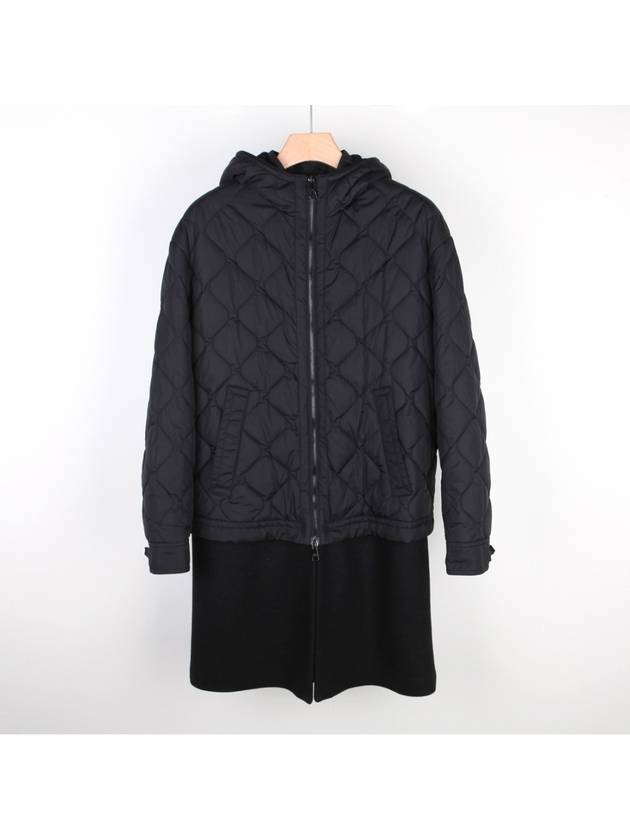 Hooded padding mix wool coat black BCA178CV - NEIL BARRETT - BALAAN 1