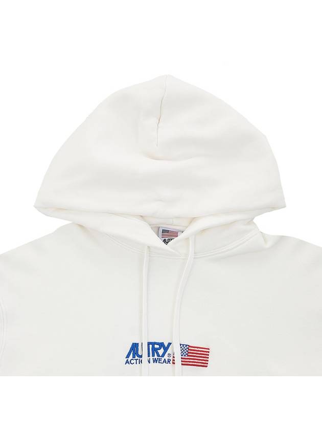 Embroidered Iconic Logo Cotton Hoodie White - AUTRY - BALAAN 4