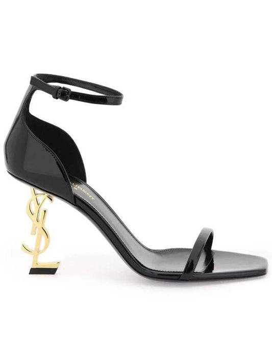 Opium Gold YSL Logo Open Toe Sandal Heels Black - SAINT LAURENT - BALAAN 1