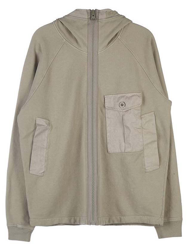 Garment Dyed One-Pocket Cotton Zip Up Hoodie Pale Taupe - TEN C - BALAAN 2