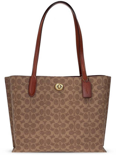 Willow Signature Canvas Tote Bag Brown - COACH - BALAAN 1