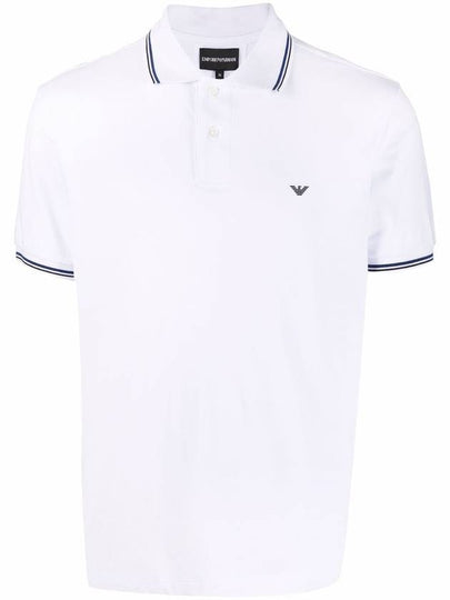 Slim Fit Cotton PK Shirt White - EMPORIO ARMANI - BALAAN 2