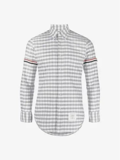 Men's Check Oxford Long Sleeve Shirt Grey - THOM BROWNE - BALAAN 2