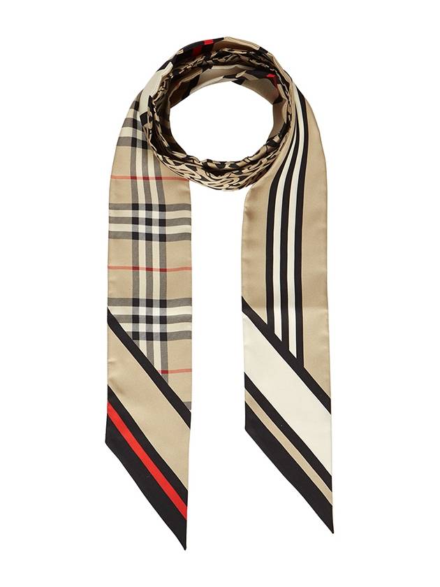 Montage Print Silk Skinny Scarf Archive Beige - BURBERRY - BALAAN 2