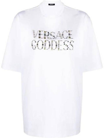 Goddess Print T-Shirt 10090891A06207 - VERSACE - BALAAN 1