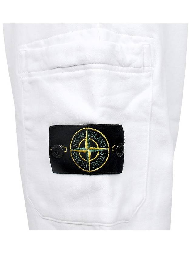 Cotton Fleece Cargo Bermuda Shorts White - STONE ISLAND - BALAAN 7