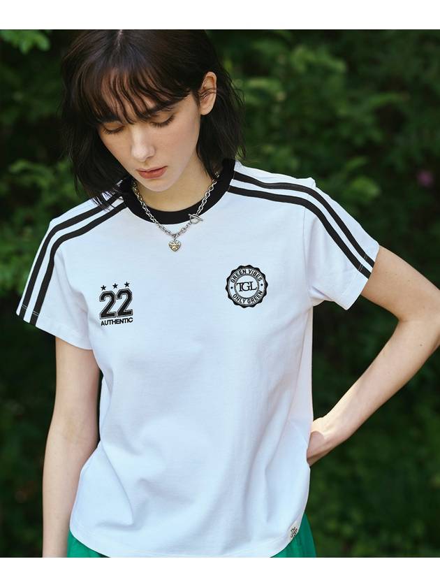 5 22-day delivery _SOCCER FOOTBALL DOUBLE TAPE SHORT SLEEVE T_WHITE BLACK - THE GREEN LAB - BALAAN 5