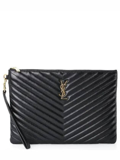 Gold Monogram Matelasse Clutch Bag Black - SAINT LAURENT - BALAAN 2