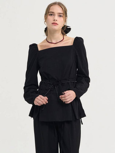 Square Neck String Blouse Black - SORRY TOO MUCH LOVE - BALAAN 1