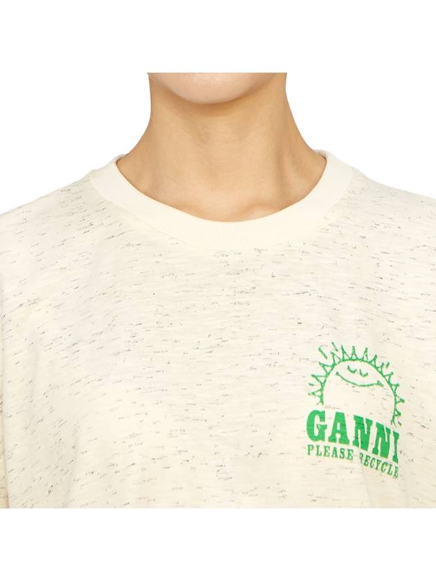 Back Logo Printed Cotton Long Sleeve T-shirt Ivory - GANNI - BALAAN 6