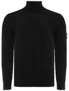 Wappen Patch Full Rib Pure Wool Knit Turtleneck Navy - STONE ISLAND - BALAAN 1