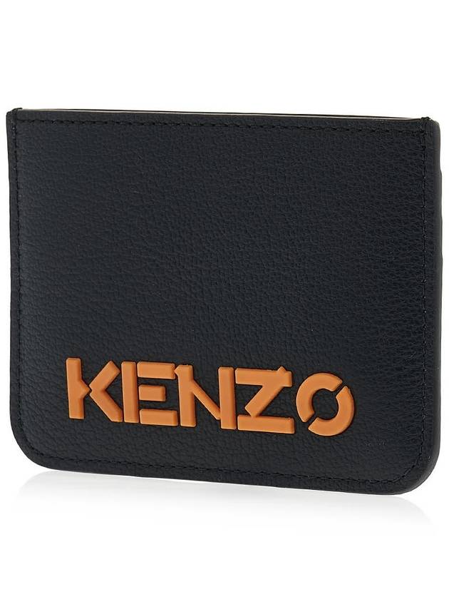 Logo Calf Leather Card Wallet Black - KENZO - BALAAN 3