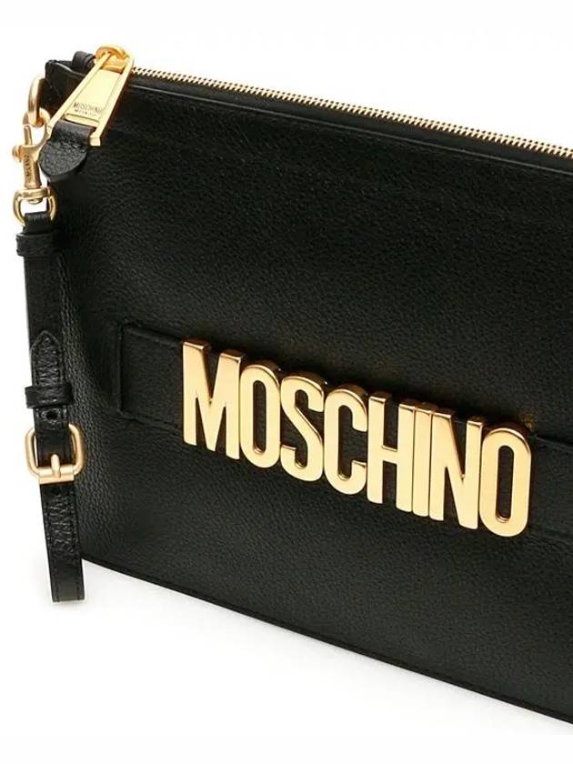 Grain leather logo plaque clutch A8410 8003 0555 - MOSCHINO - BALAAN 5