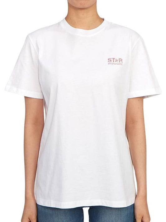 Glitter Star Logo Short Sleeve T-Shirt Pink White - GOLDEN GOOSE - BALAAN 2
