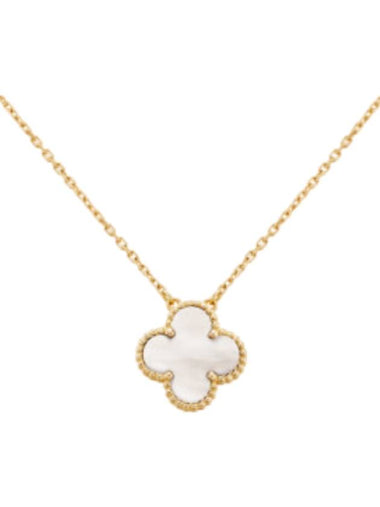 Vintage Alhambra Pendant Necklace Gold White - VANCLEEFARPELS - BALAAN 1