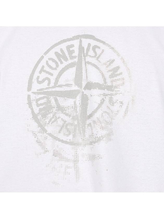 Men's Logo Print Crew Neck Short Sleeve T-Shirt White - STONE ISLAND - BALAAN 7