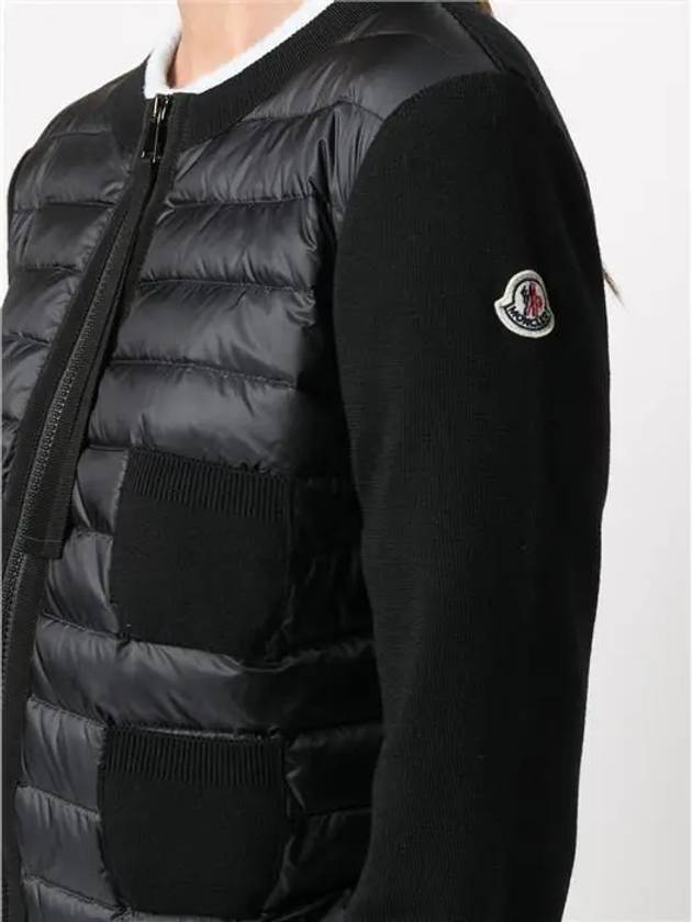 Women's Padded Wool Zip-Up Cardigan Black - MONCLER - BALAAN 4