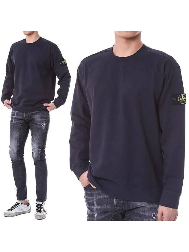 Men's Wappen Patch Crew Neck Sweatshirt Navy - STONE ISLAND - BALAAN 2