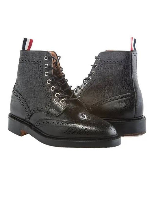 11th Anniversary Pebble Leather Wingtip Brogue Boots Black MFR016AP5210 Other 1007811 - THOM BROWNE - BALAAN 1