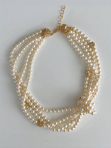 Sea Rock Multi Layered Pearl Necklace White - ELYONA - BALAAN 1