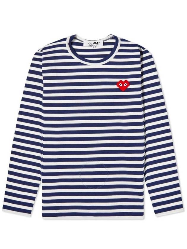 Cdg Play Invader Heart Pixel Stripe Long-Sleeve T-Shirt, Size Medium - COMME DES GARCONS PLAY - BALAAN 1