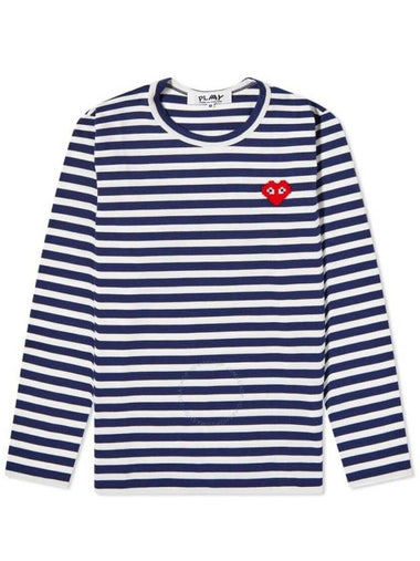 Cdg Play Invader Heart Pixel Stripe Long-Sleeve T-Shirt, Size Medium - COMME DES GARCONS PLAY - BALAAN 1