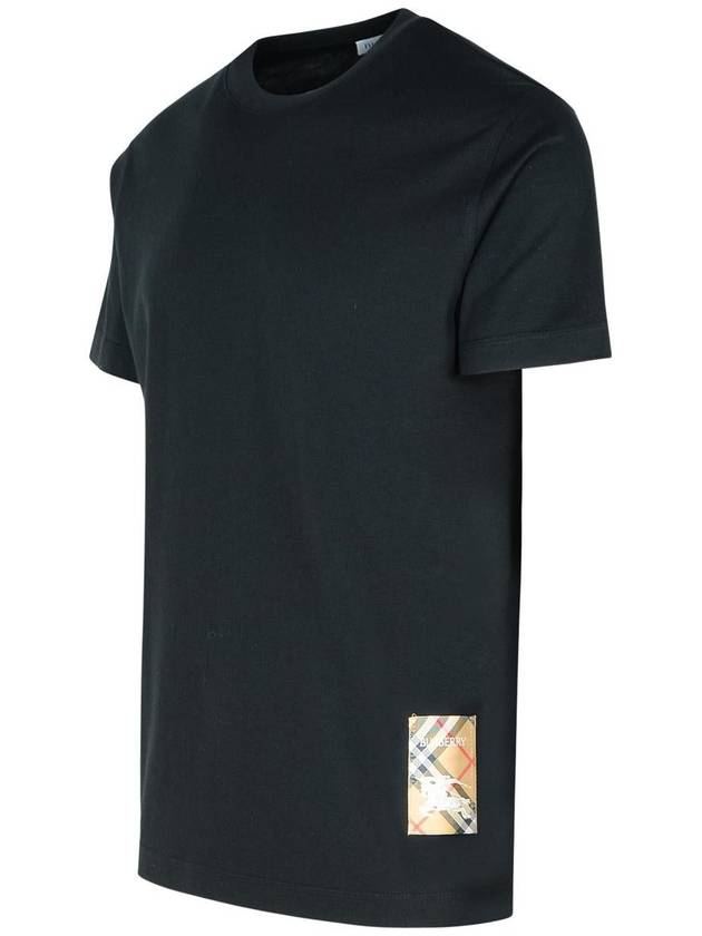 Check Label Cotton Short Sleeve T-Shirt Black - BURBERRY - BALAAN 3