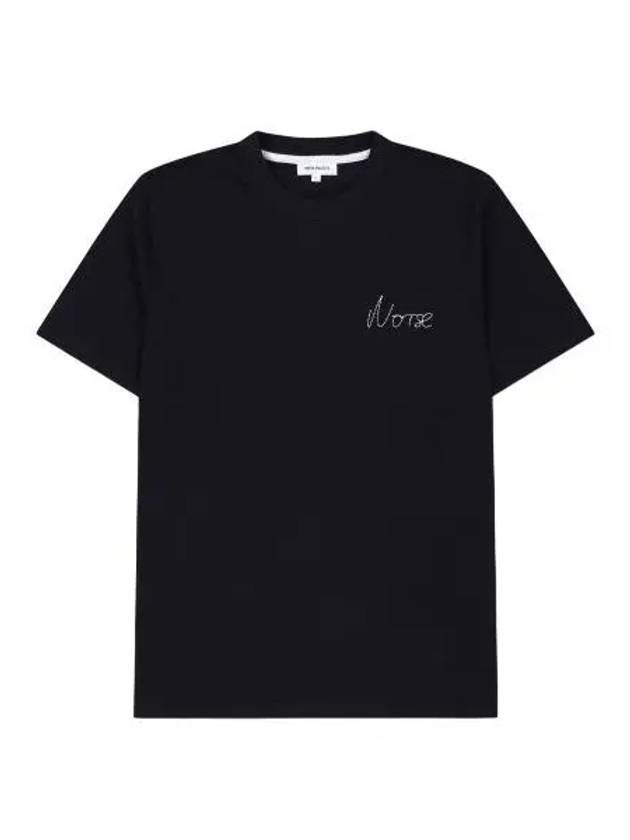 Johannes chain stitch logo short sleeve t shirt black - NORSE PROJECTS - BALAAN 1