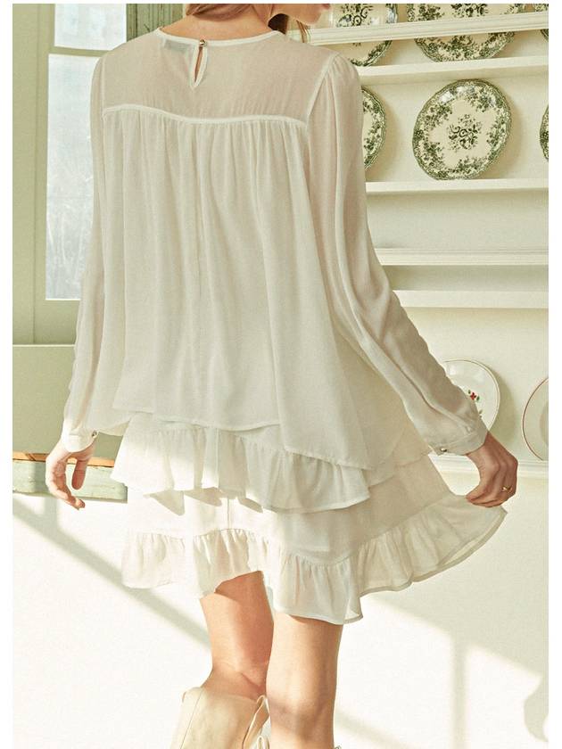 Love Line V-Neck Frill Short Dress Ivory - MICANE - BALAAN 6