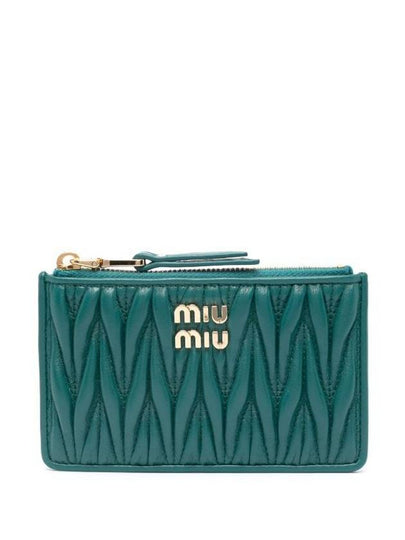 Matelasse Leather Card Wallet Green - MIU MIU - BALAAN 2