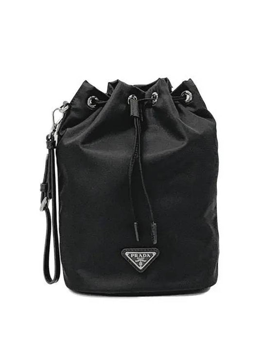 1NS369 Triangle Logo Re Nylon Drawstring Bucket Pouch Bag - PRADA - BALAAN 1