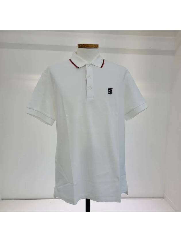 Icon Stripe Placket Cotton Short Sleeve Polo Shirt White - BURBERRY - BALAAN 2