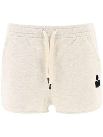 Mipha Logo Banding Shorts Ecru - ISABEL MARANT ETOILE - BALAAN.