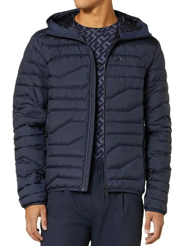 Men's Cliff Light Down Hooded Jacket Navy - J.LINDEBERG - BALAAN 2