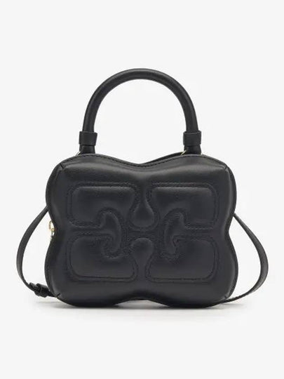 Butterfly Small Leather Cross Bag Black - GANNI - BALAAN 2