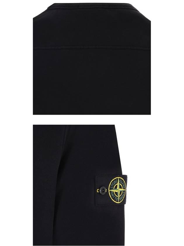 Brushed Cotton Fleece Garment Dyed Crewneck Sweatshirt Black - STONE ISLAND - BALAAN 6